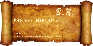 Bérdi Miklós névjegykártya